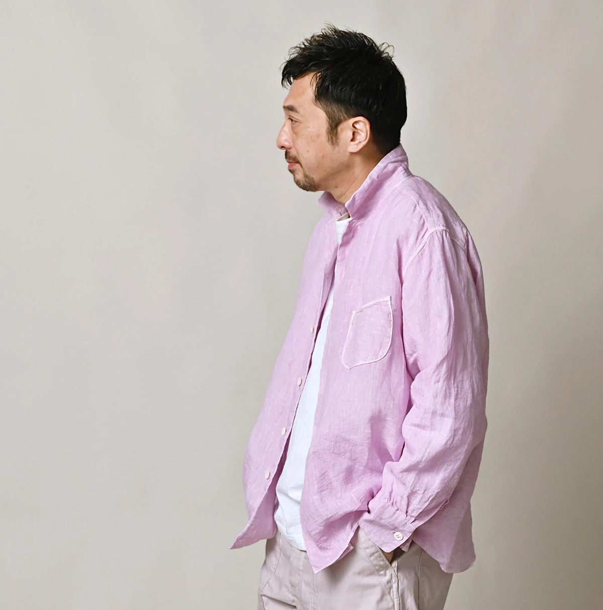 45R Linen 908 Open-Collar Shirt (Plant-Based Dye)