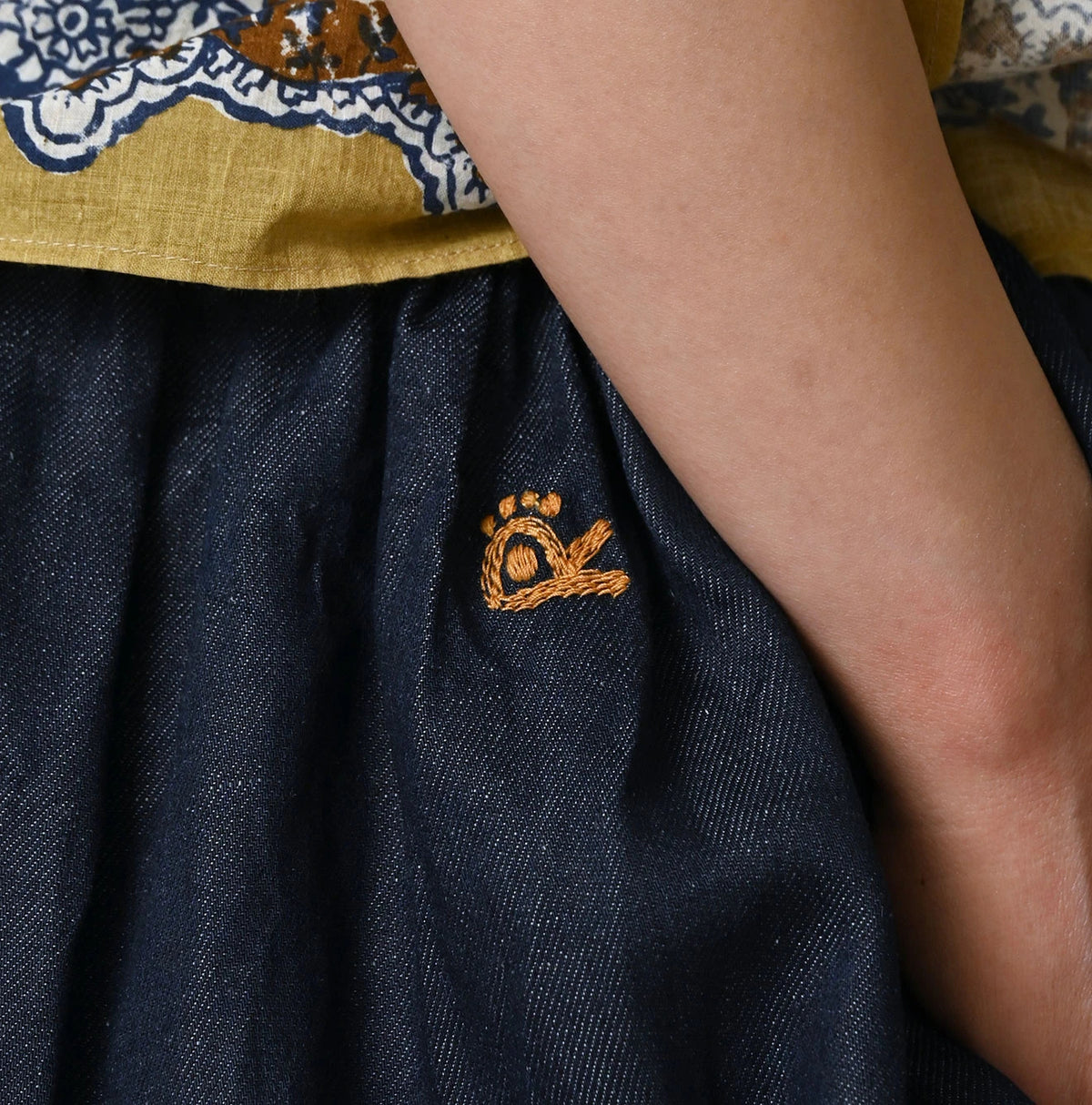 45R ONEONE Treasure Indigo Easy Gathered Skirt