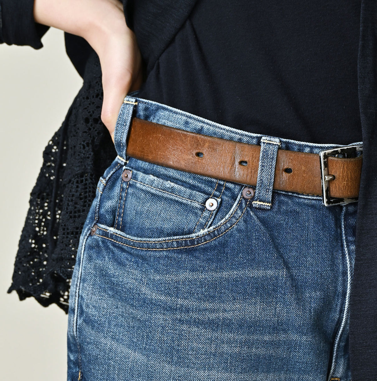 Futatabi Rye Mugi Stretch Momohime Distressed
