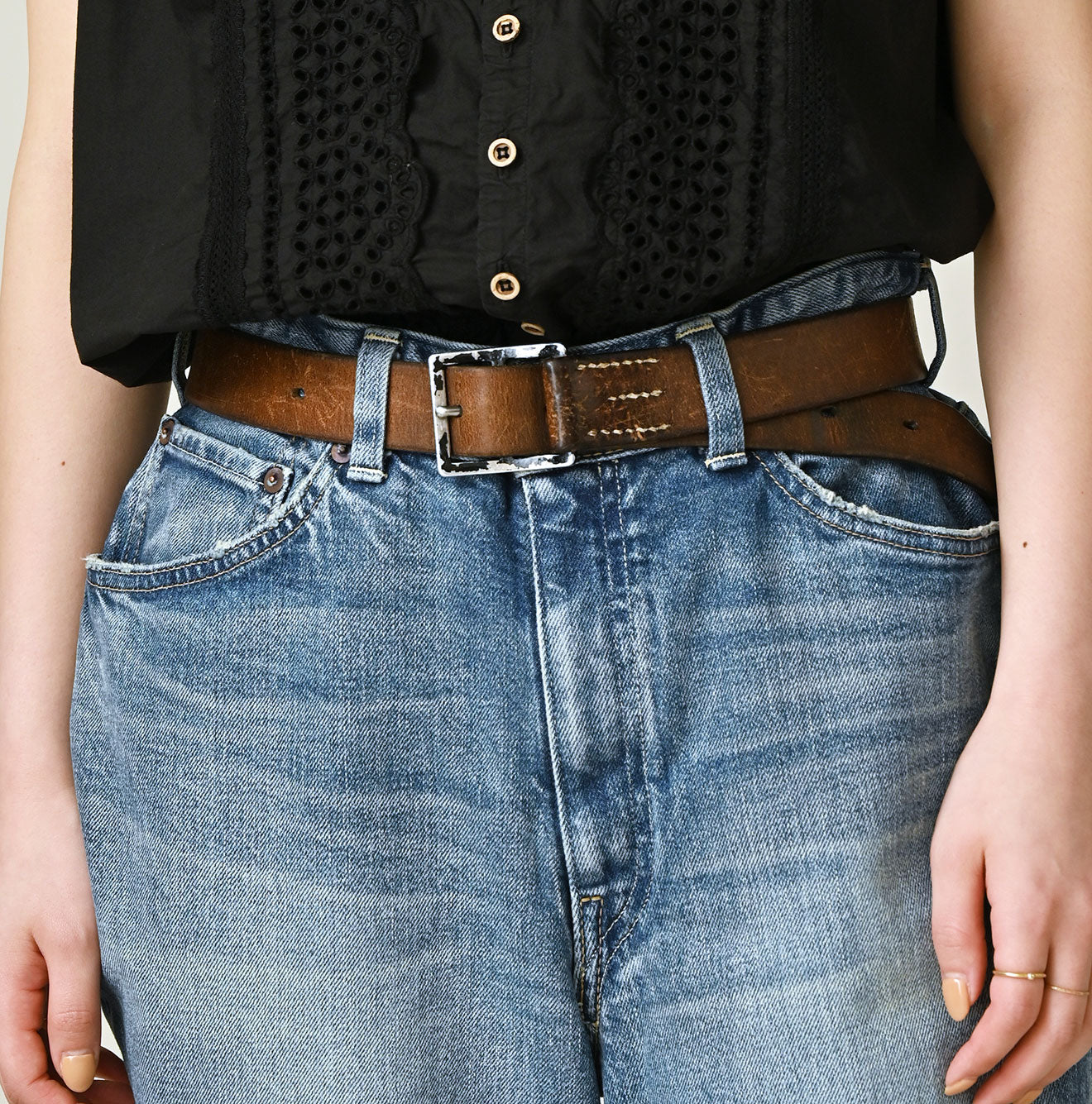 Futatabi Rye Mugi Stretch Momohime Distressed | 45R Official