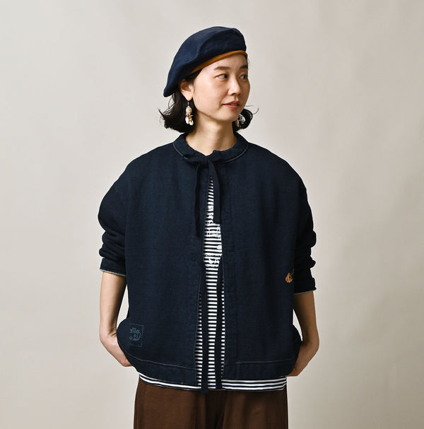 Hayama Indigo Embroidered Sweat Bolero