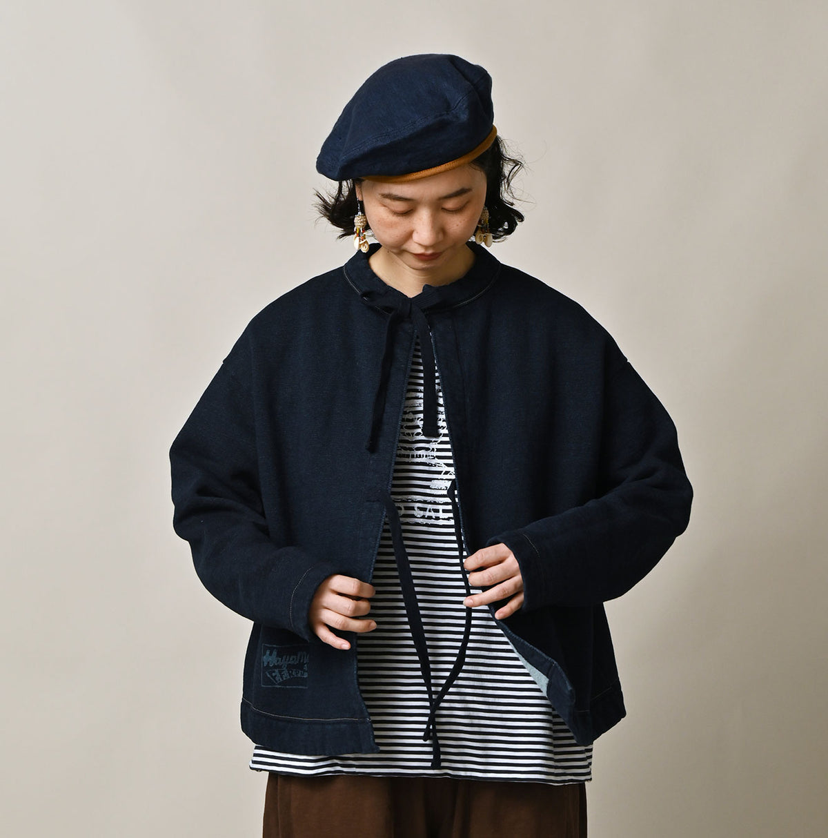 Hayama Indigo Embroidered Sweat Bolero