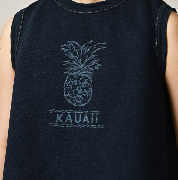 Hayama Indigo Sweat Sleeveless Top