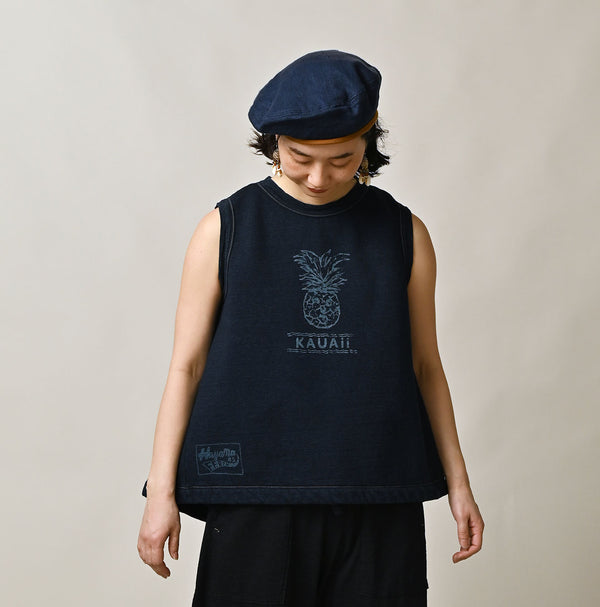 Hayama Indigo Sweat Sleeveless Top