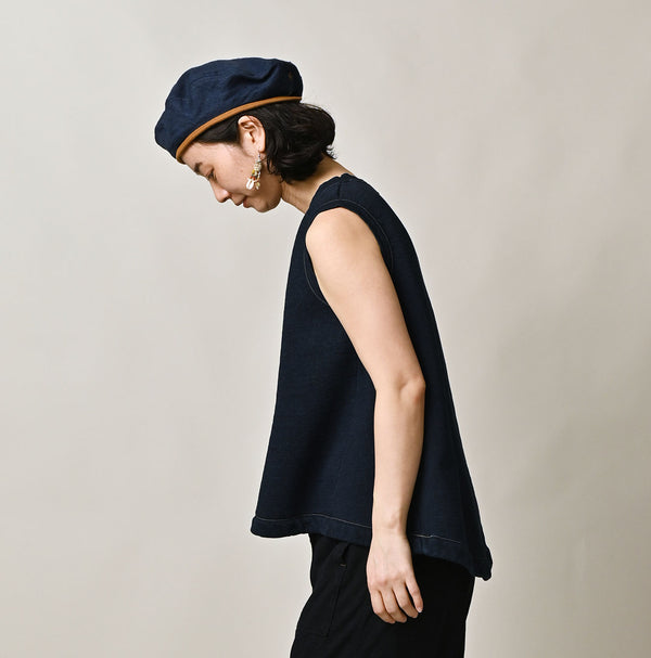 Hayama Indigo Sweat Sleeveless Top