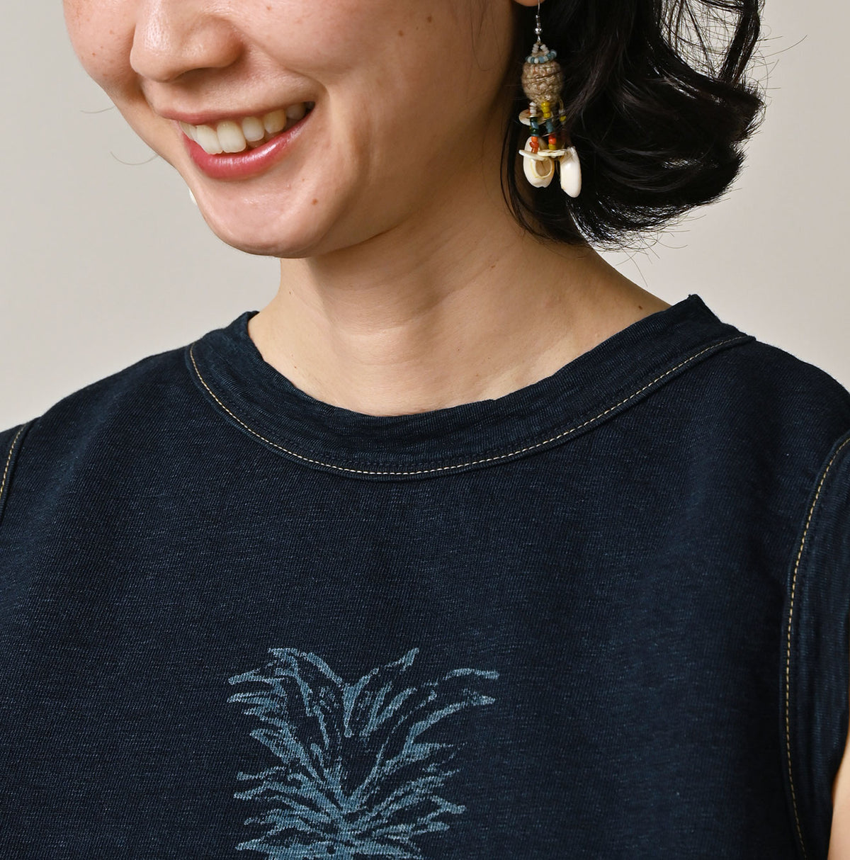 Hayama Indigo Sweat Sleeveless Top