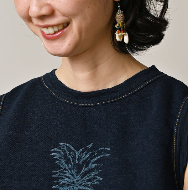 Hayama Indigo Sweat Sleeveless Top