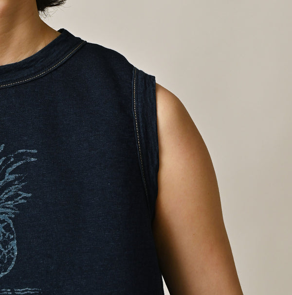 Hayama Indigo Sweat Sleeveless Top