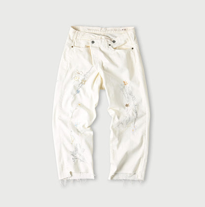45R Futatabi Rye Mugi Denim Crossover White Anemone