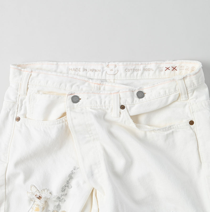 45R Futatabi Rye Mugi Denim Crossover White Anemone