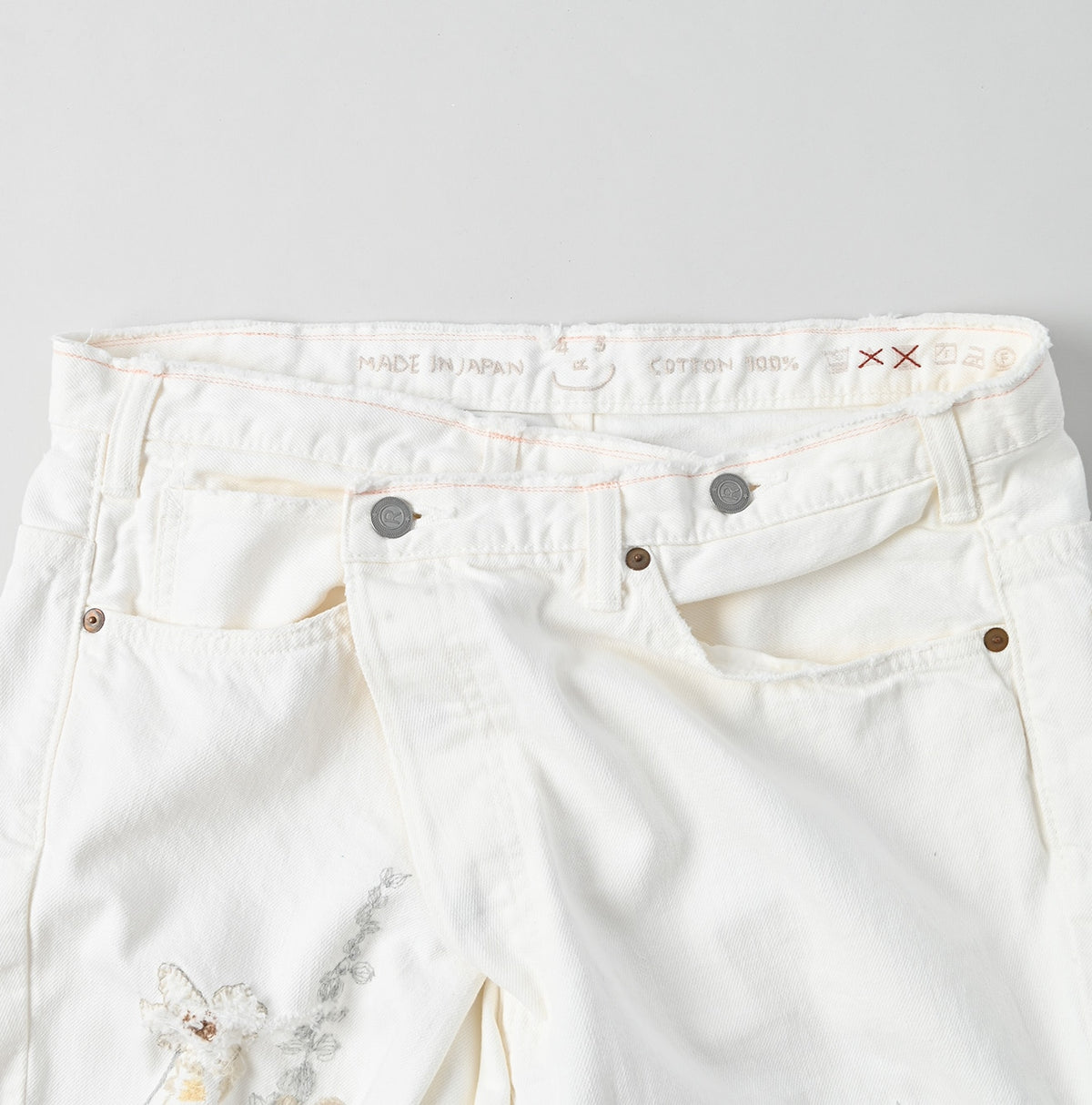 45R Futatabi Rye Mugi Denim Crossover White Anemone