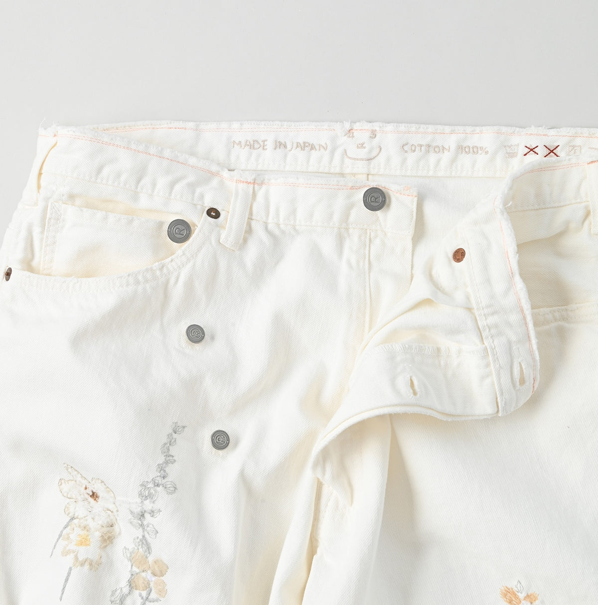 45R Futatabi Rye Mugi Denim Crossover White Anemone