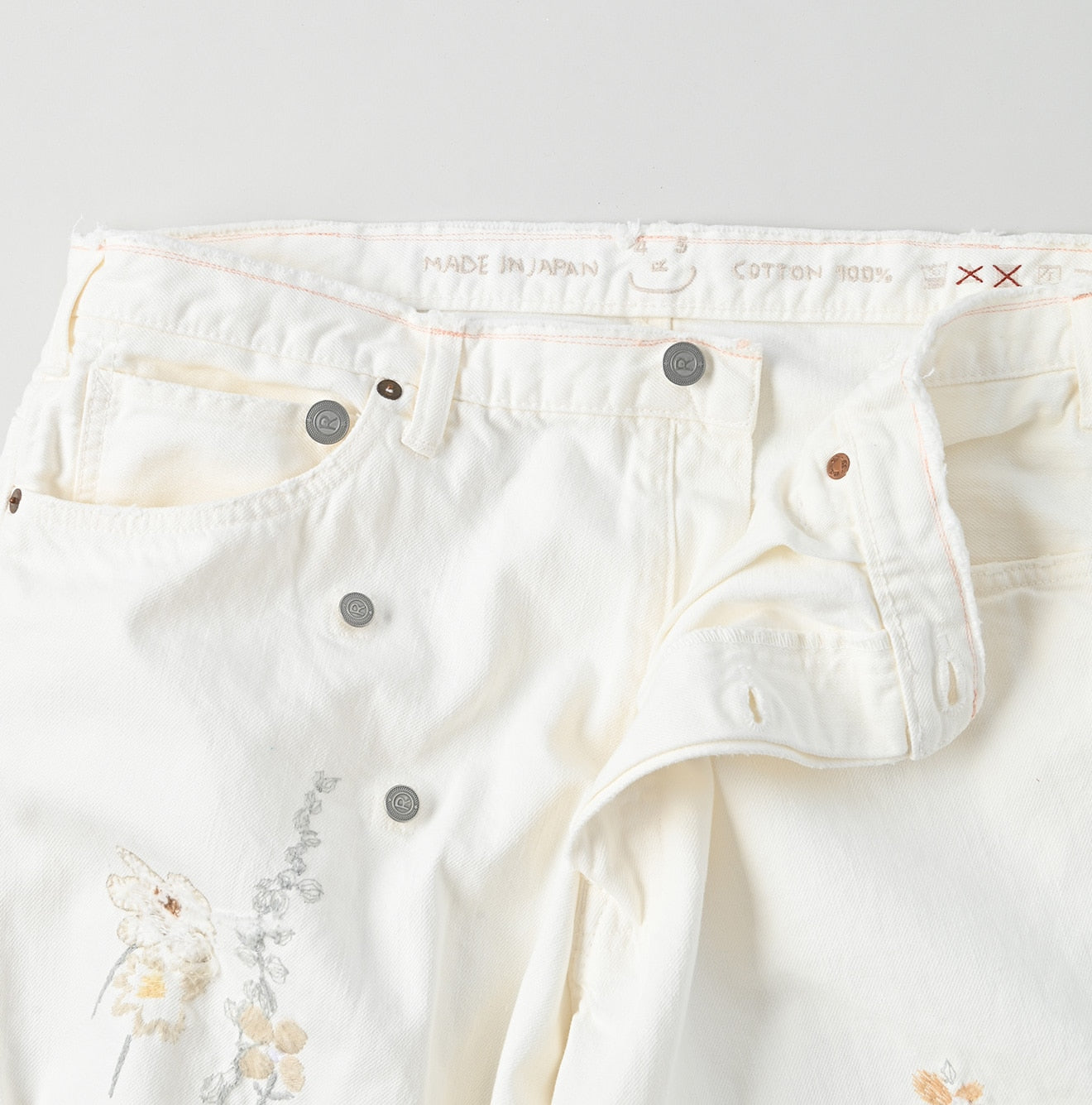 45R Futatabi Rye Mugi Denim Crossover White Anemone