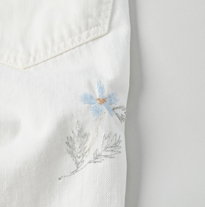 45R Futatabi Rye Mugi Denim Crossover White Anemone