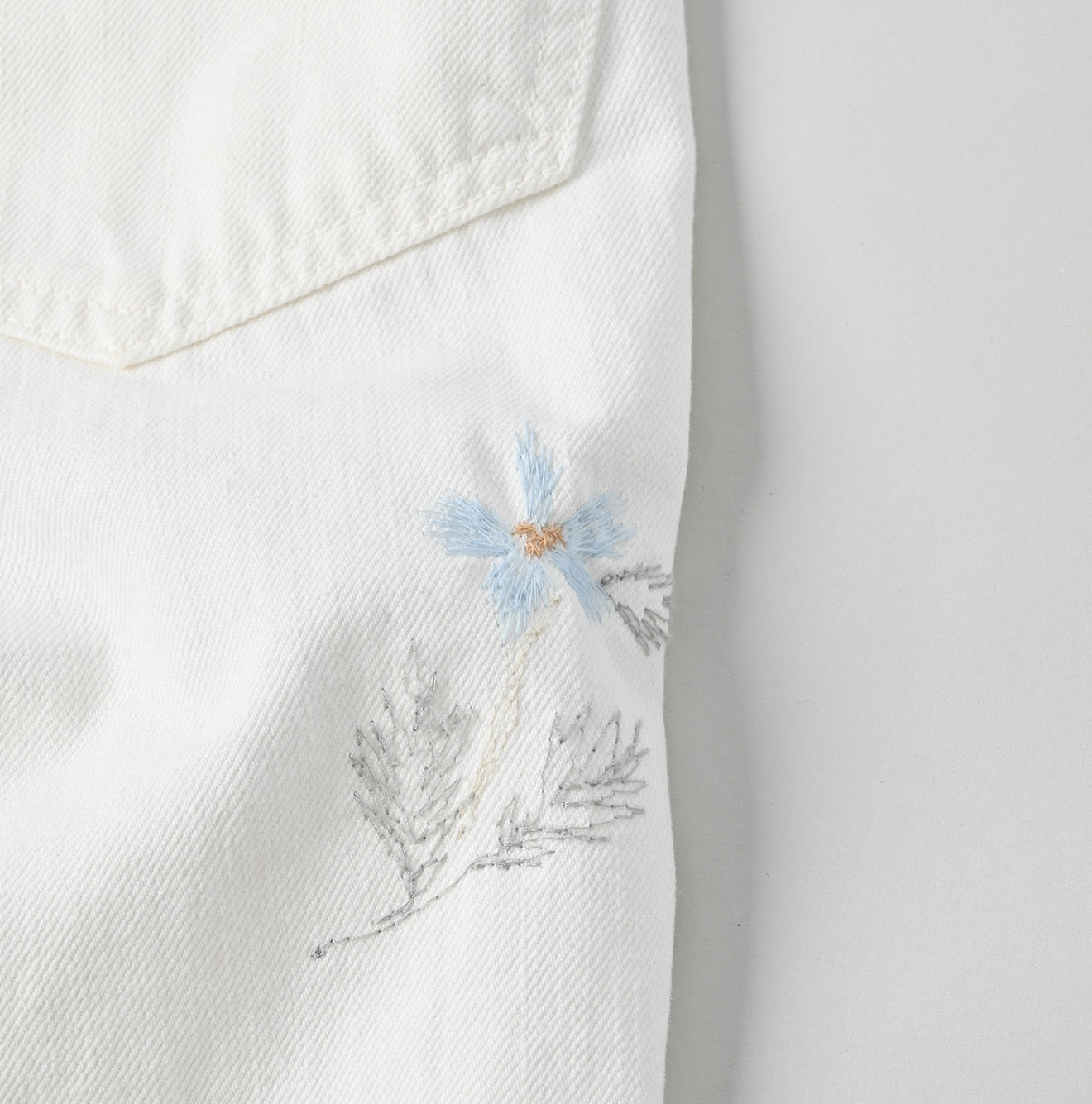 45R Futatabi Rye Mugi Denim Crossover White Anemone