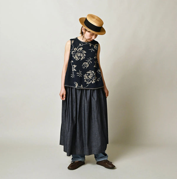 45R ONEONE Indigo Easy Gathered Skirt