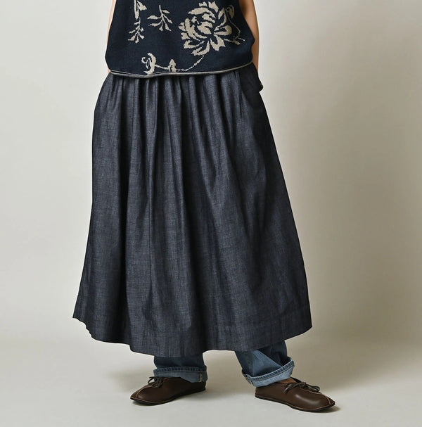 45R ONEONE Indigo Easy Gathered Skirt
