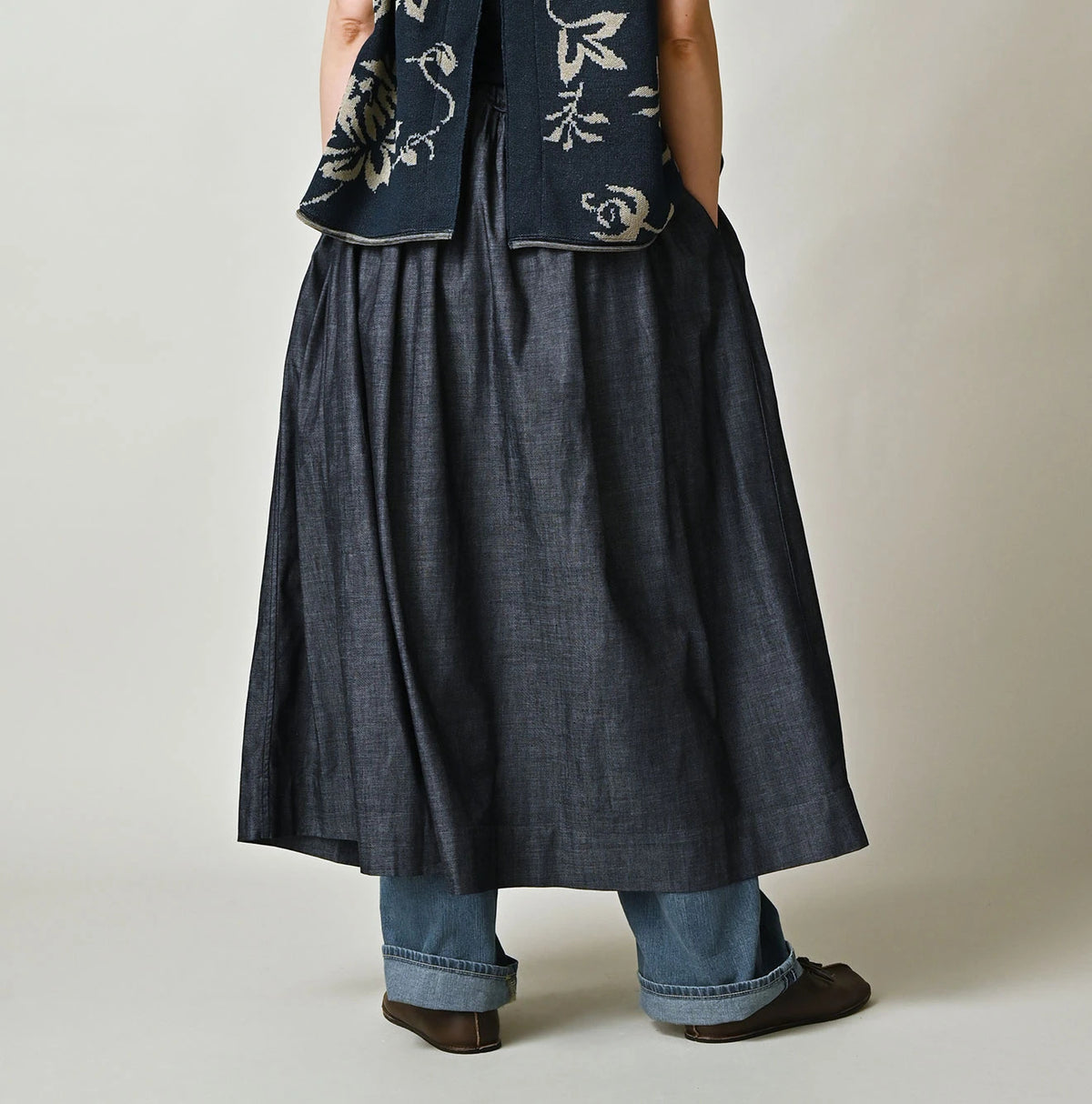 45R ONEONE Indigo Easy Gathered Skirt
