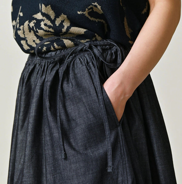 45R ONEONE Indigo Easy Gathered Skirt