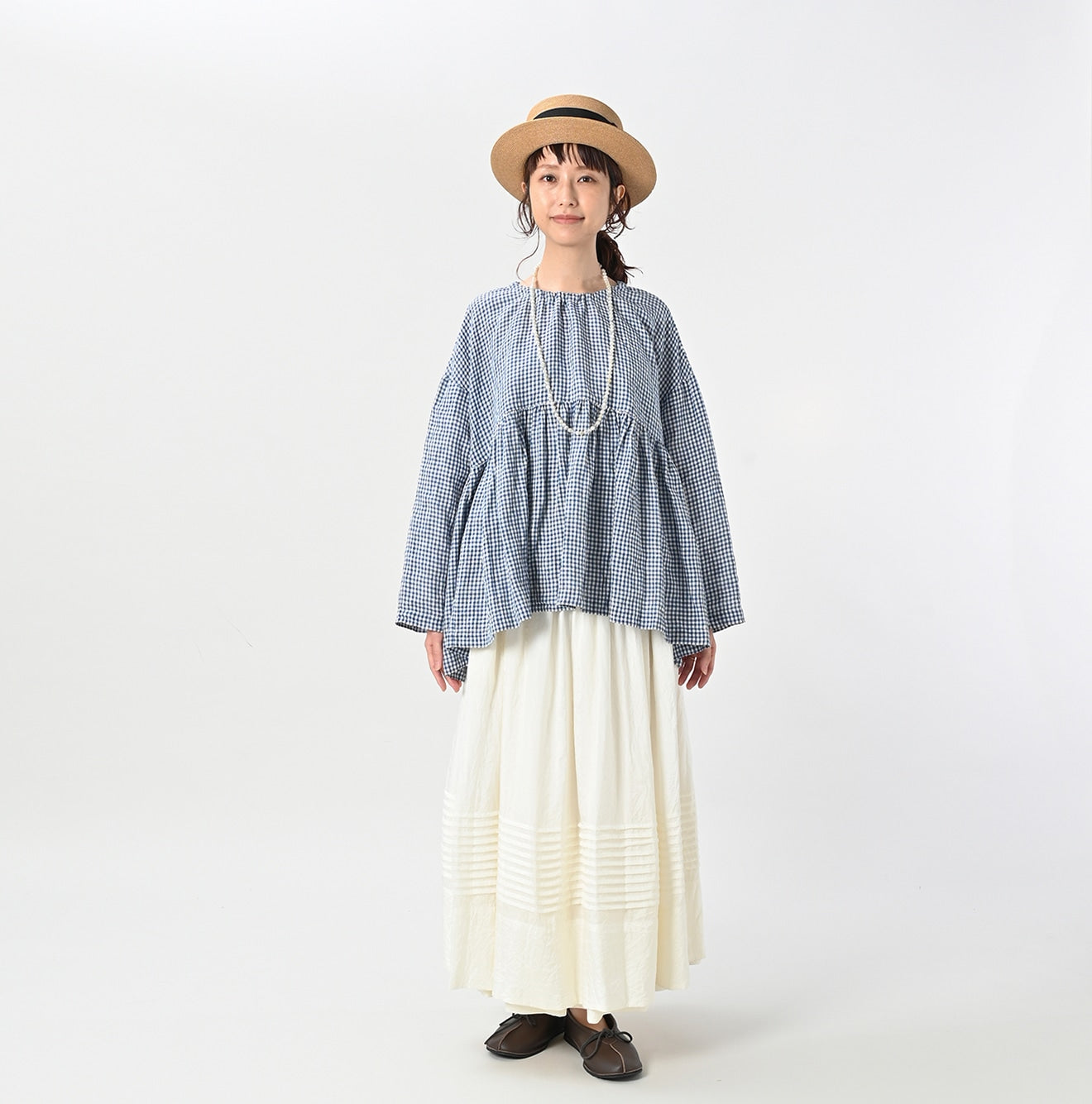 45R ONEONE Linen Gathered Blouse