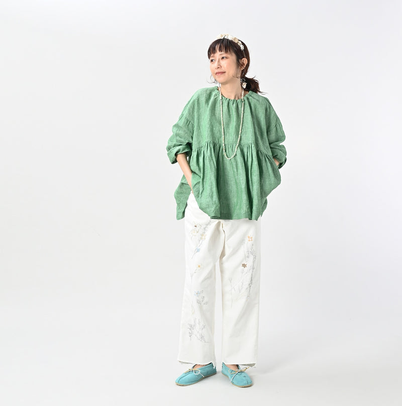 45R ONEONE Linen Gathered Blouse - Image 15