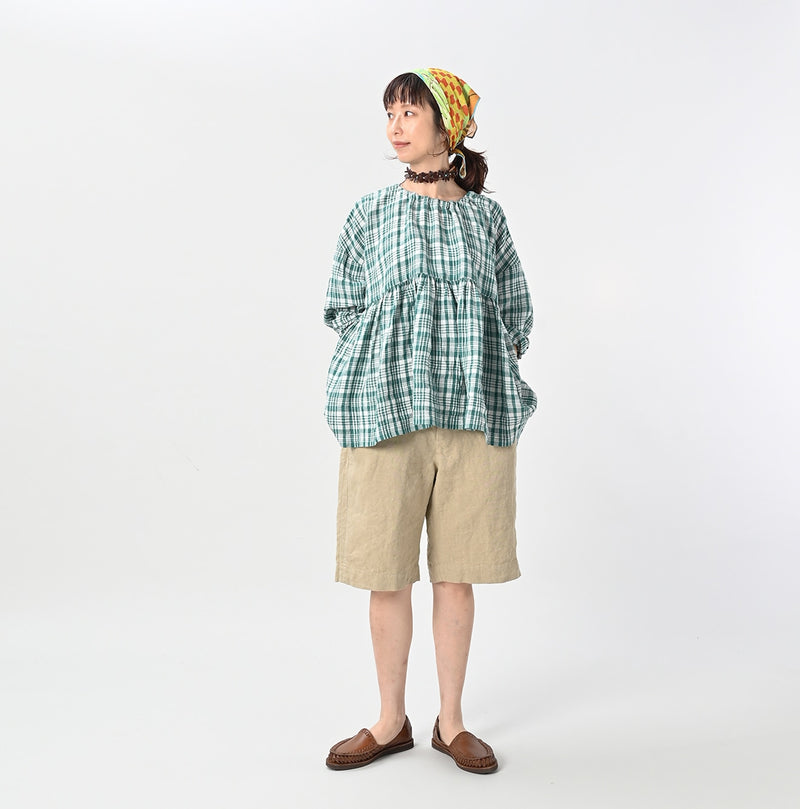 45R ONEONE Linen Gathered Blouse