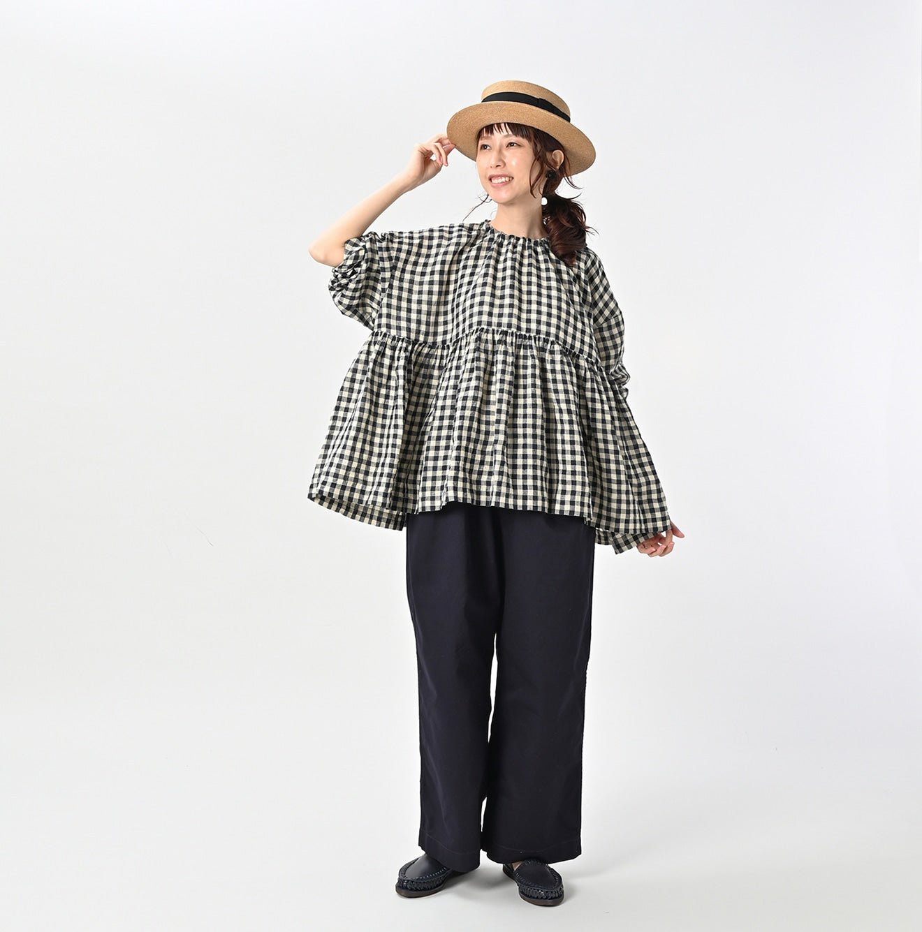 45R ONEONE Linen Gathered Blouse