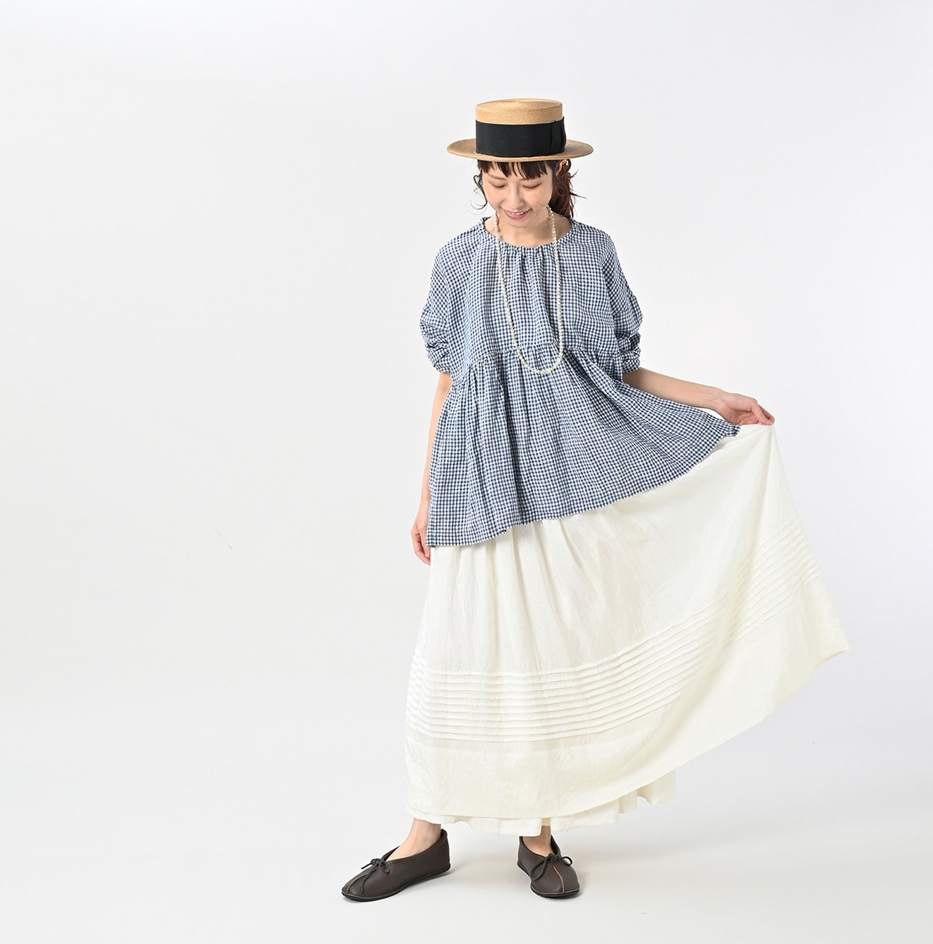 45R ONEONE Linen Gathered Blouse