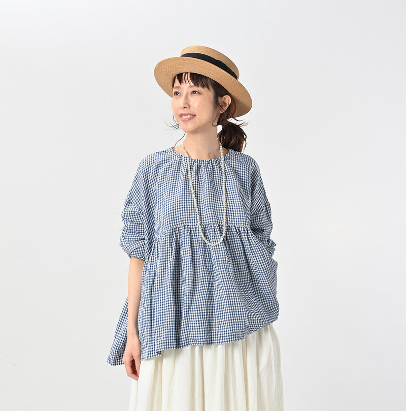 45R ONEONE Linen Gathered Blouse