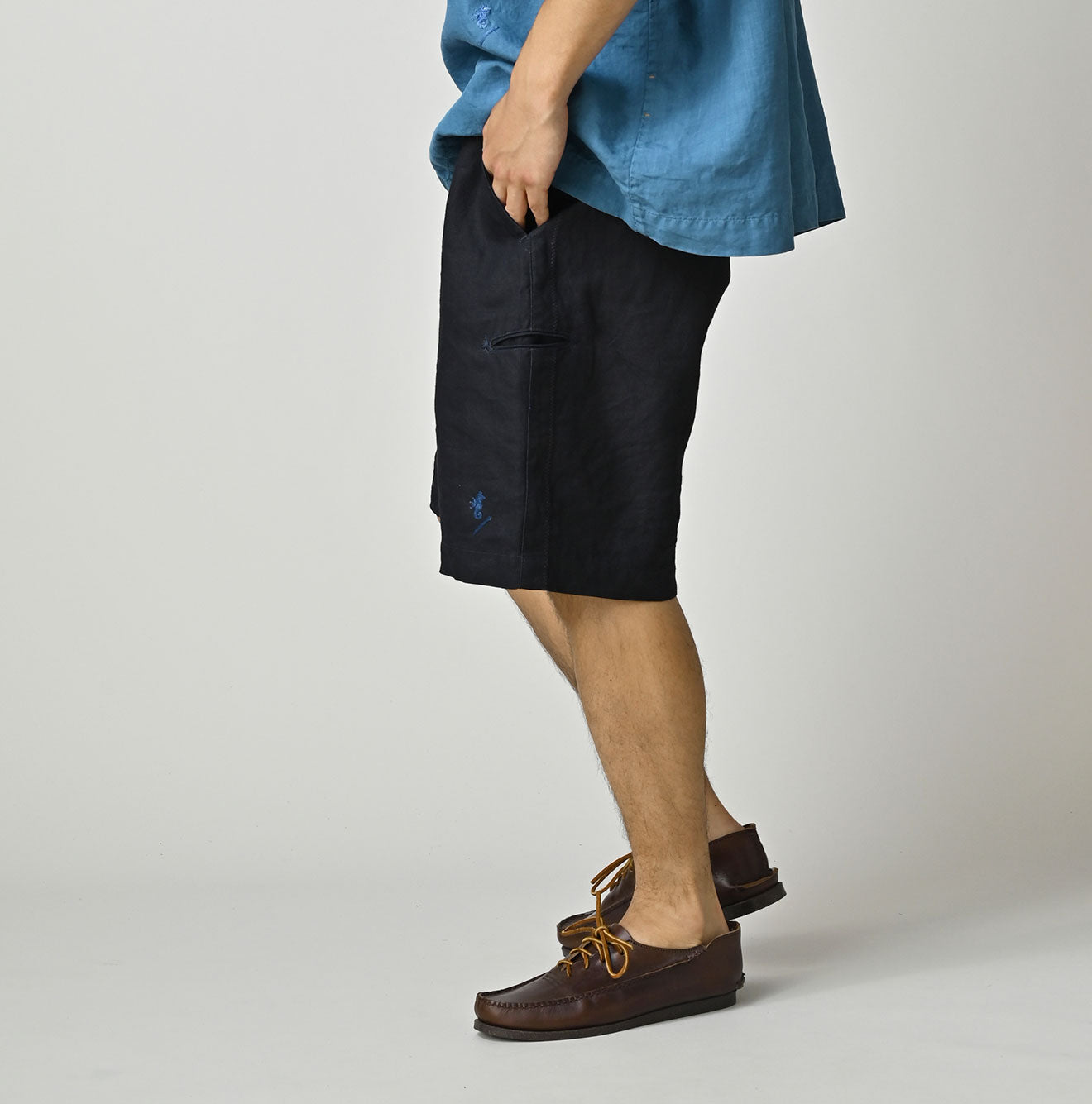 HAYAMA Indigo Linen Sail Shorts - Image 8