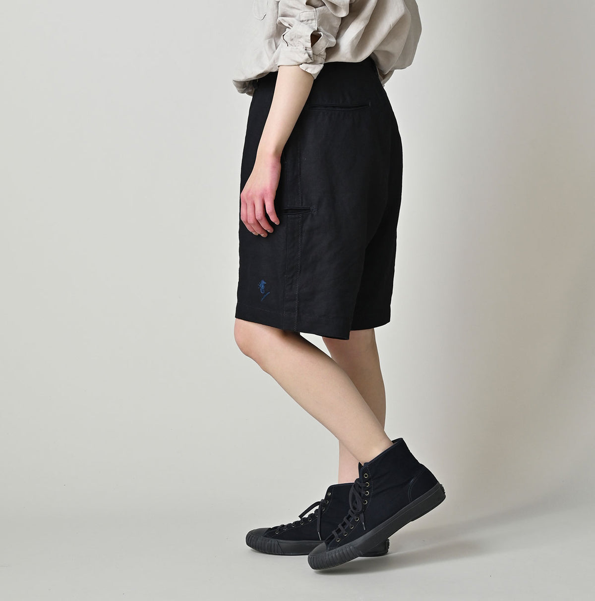 HAYAMA Indigo Linen Sail Shorts