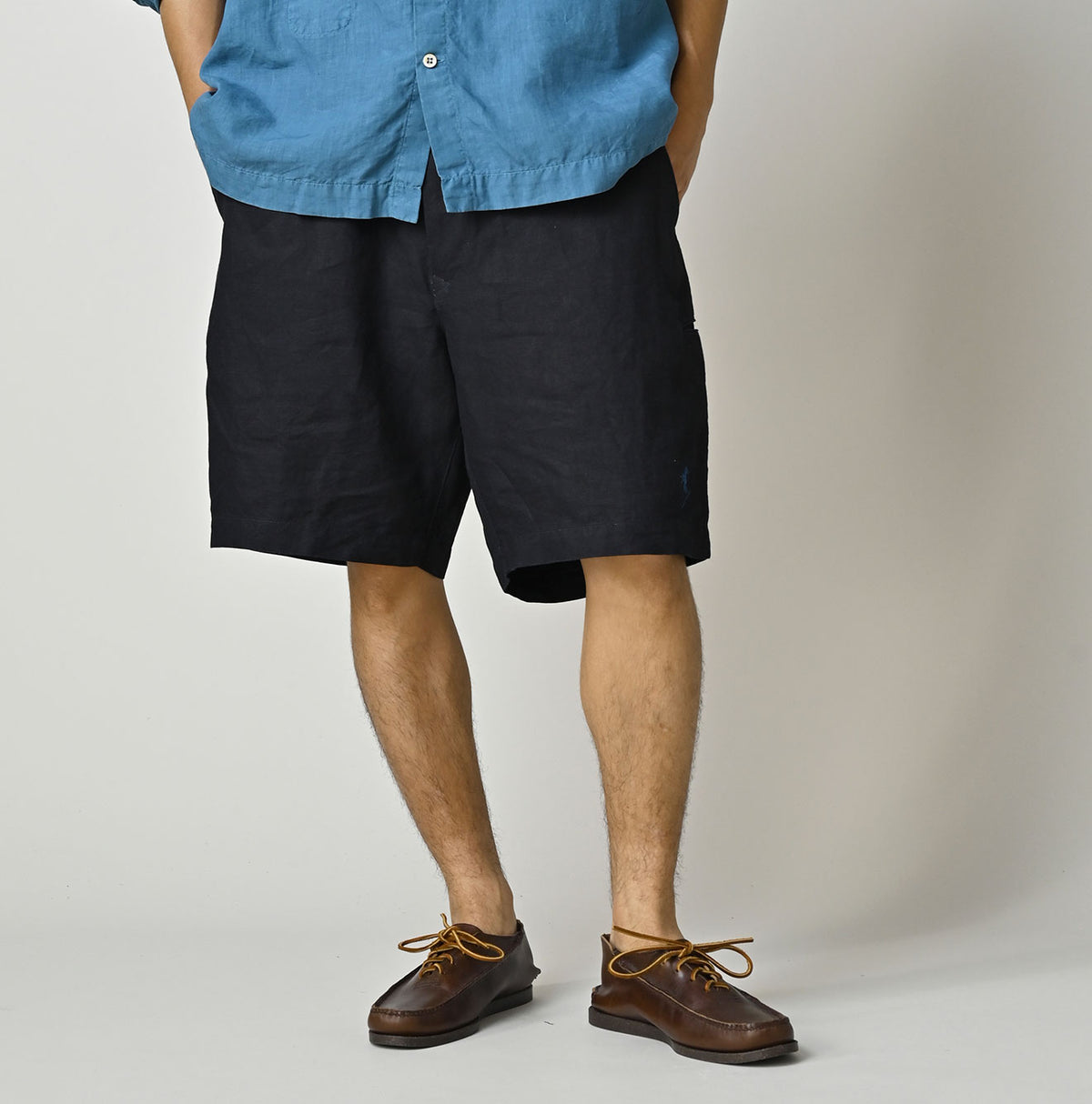 HAYAMA Indigo Linen Sail Shorts