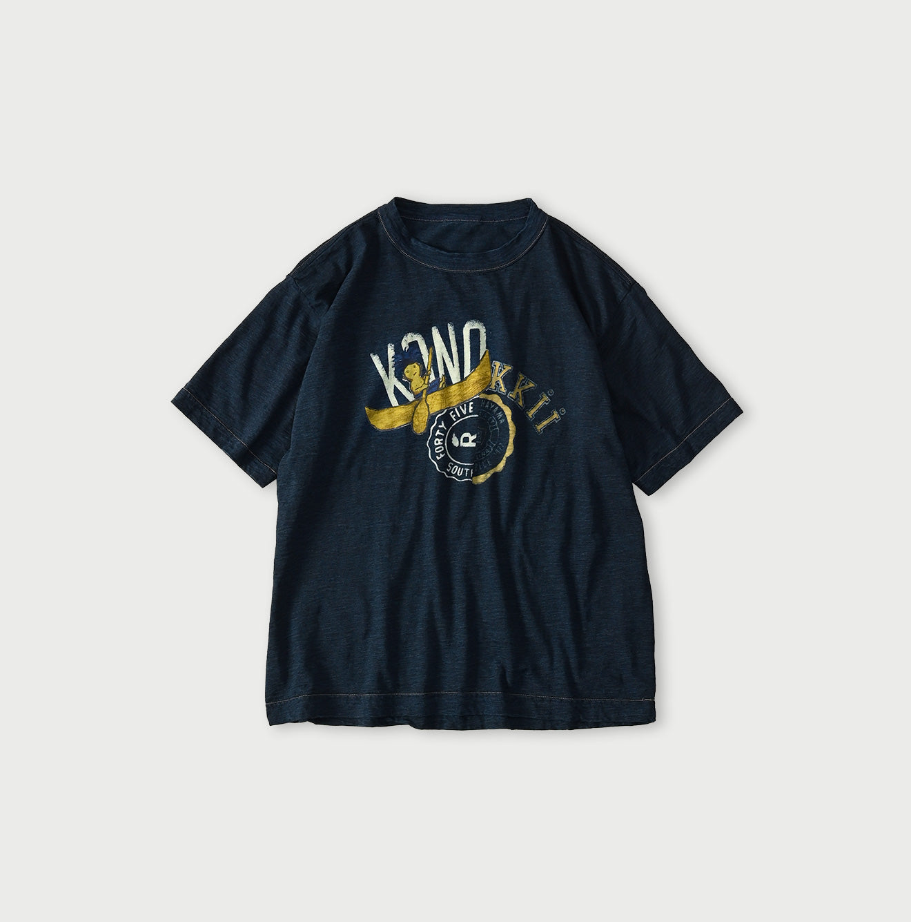 HAYAMA Indigo Kono’kkii College 908 Ocean T-Shirt - Image 1