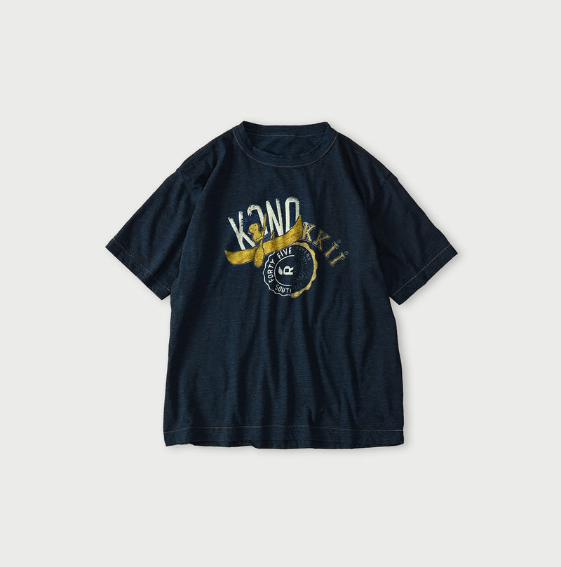 HAYAMA Indigo Kono’kkii College 908 Ocean T-Shirt - Image 1