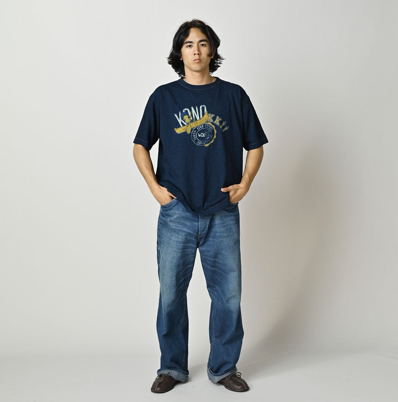 HAYAMA Indigo Kono’kkii College 908 Ocean T-Shirt - Image 3