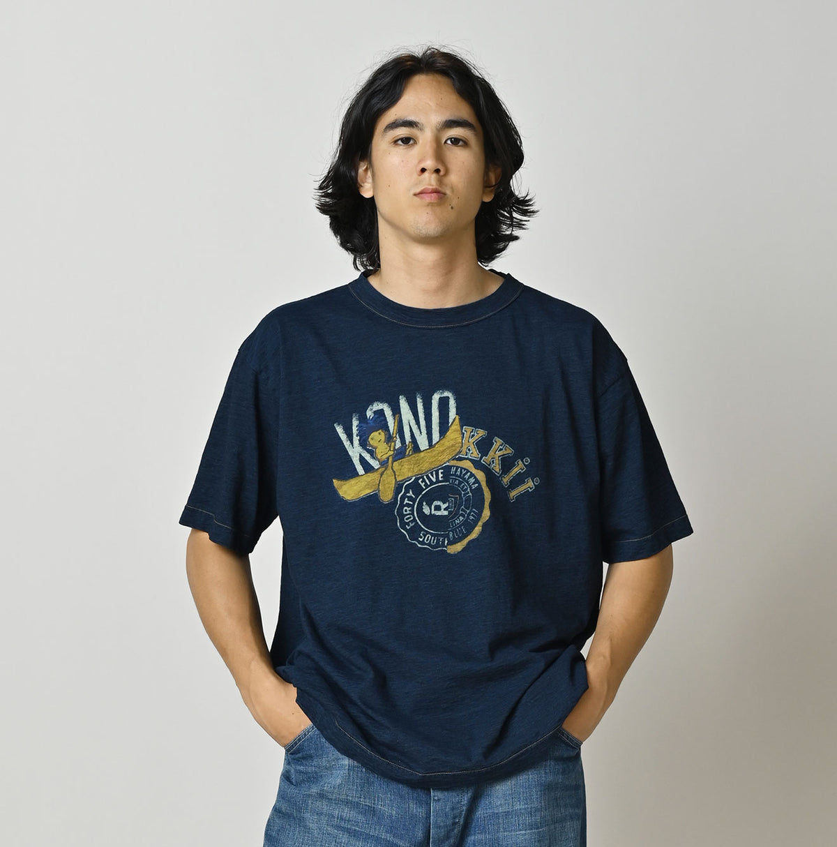 HAYAMA Indigo Kono’kkii College 908 Ocean T-Shirt