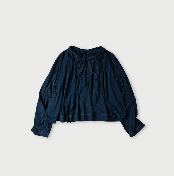 45R Indigo Supima Gathered Blouse