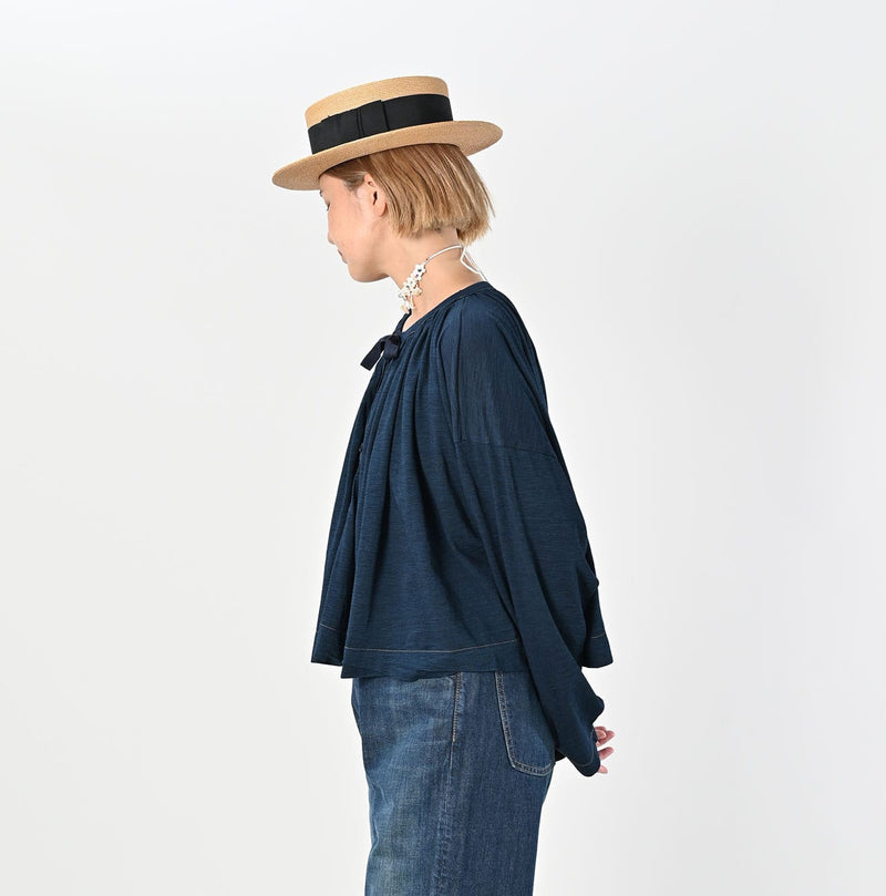 45R Indigo Supima Gathered Blouse - Image 4