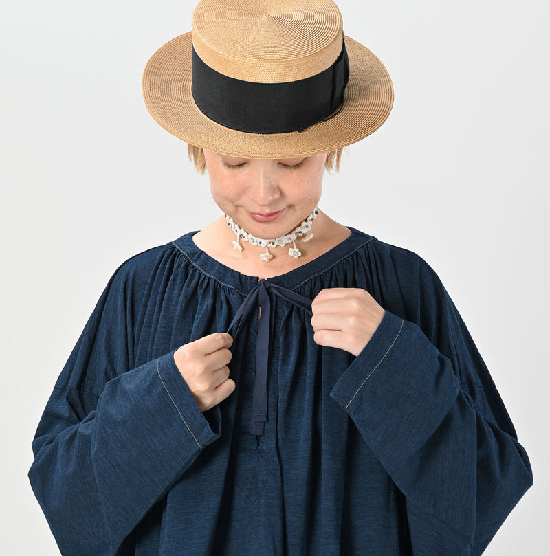 45R Indigo Supima Gathered Blouse - Image 6
