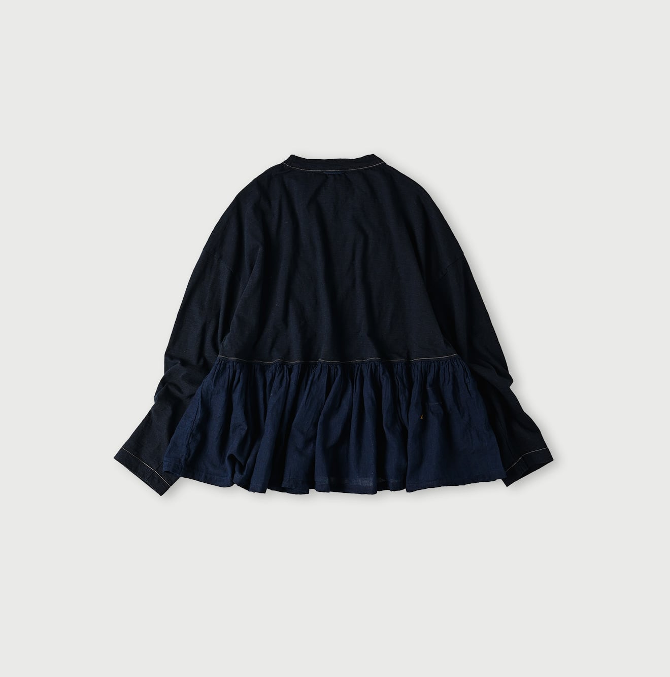 45R Indigo Tenjiku Gathered Blouse
