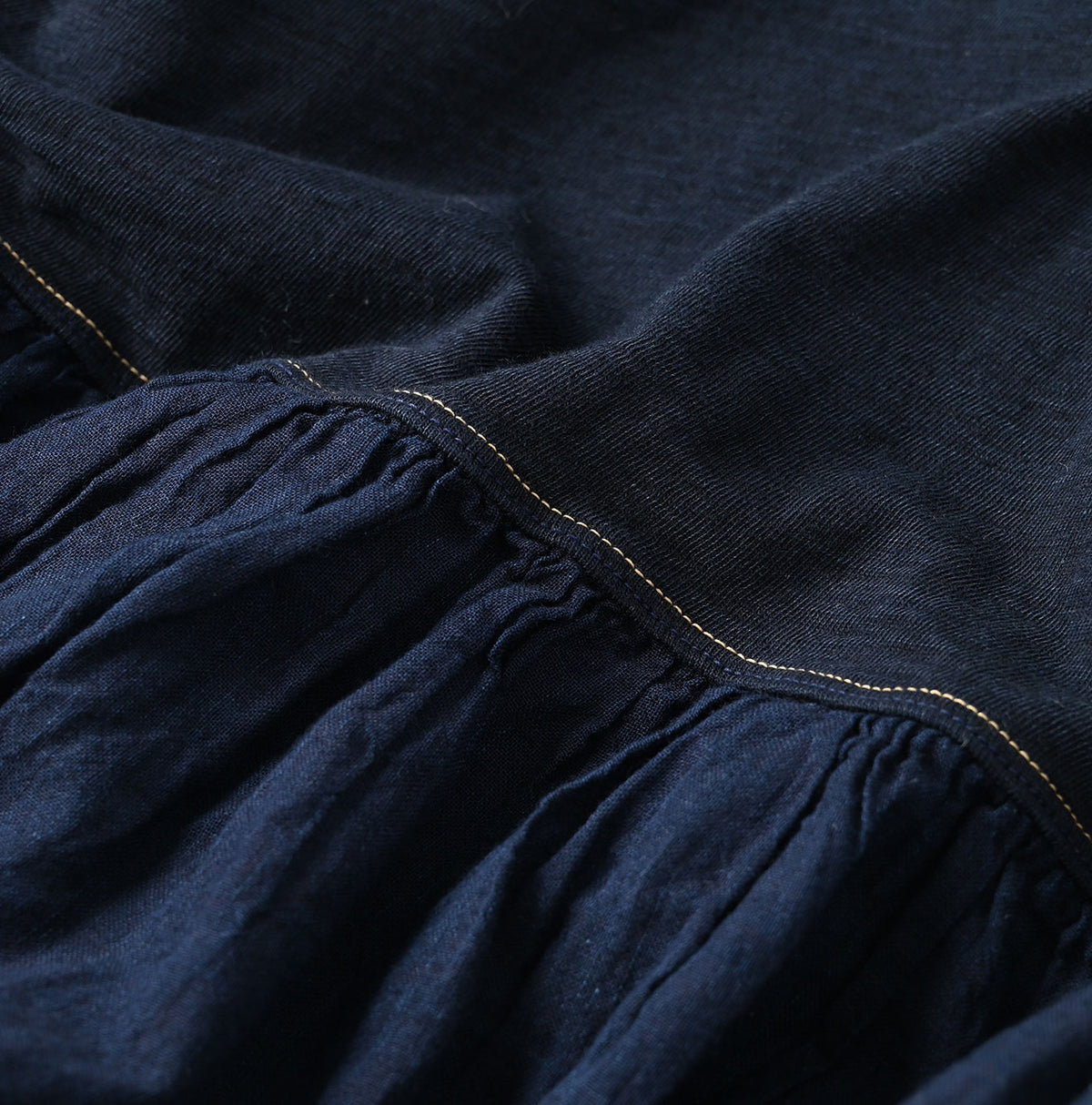 45R Indigo Tenjiku Gathered Blouse