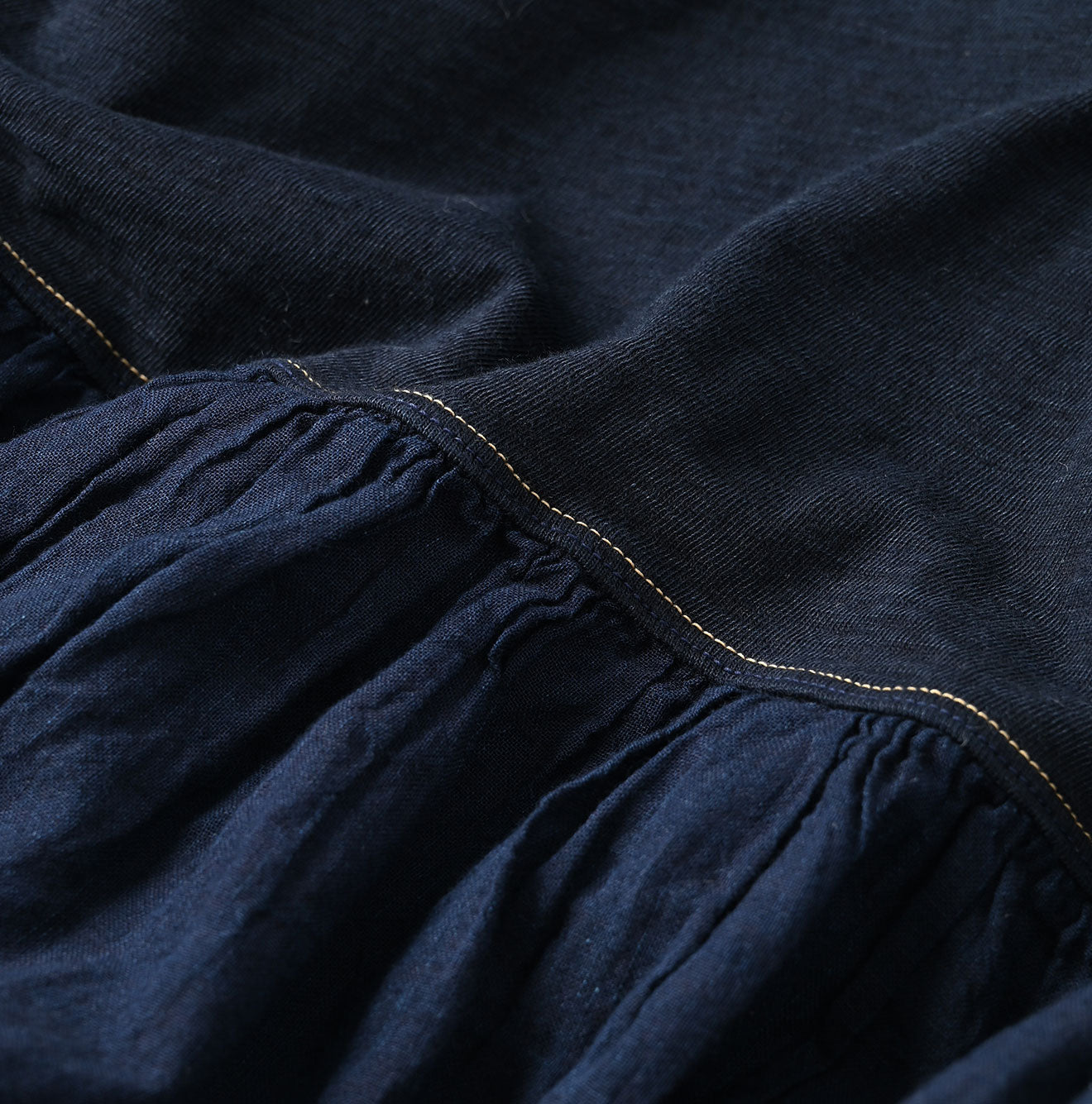 45R Indigo Tenjiku Gathered Blouse