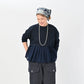 45R Indigo Tenjiku Gathered Blouse