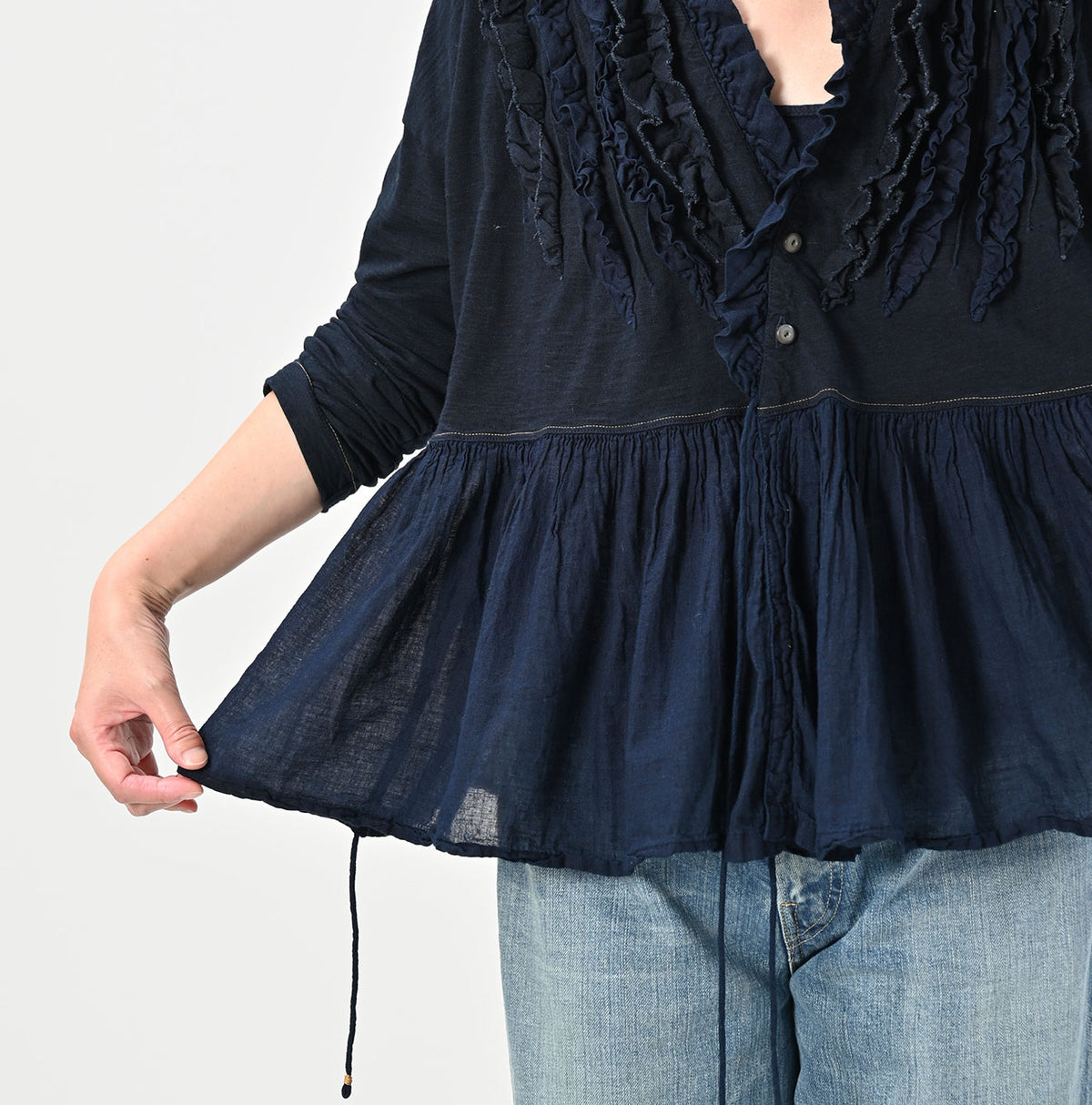 45R Indigo Tenjiku Gathered Cachecoeur