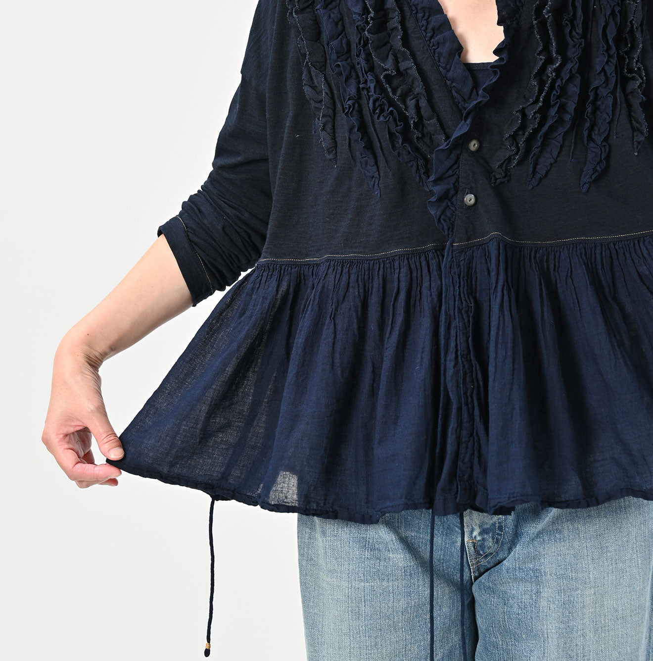 45R Indigo Tenjiku Gathered Cachecoeur