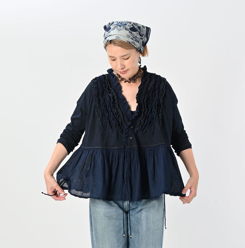 45R Indigo Tenjiku Gathered Cachecoeur