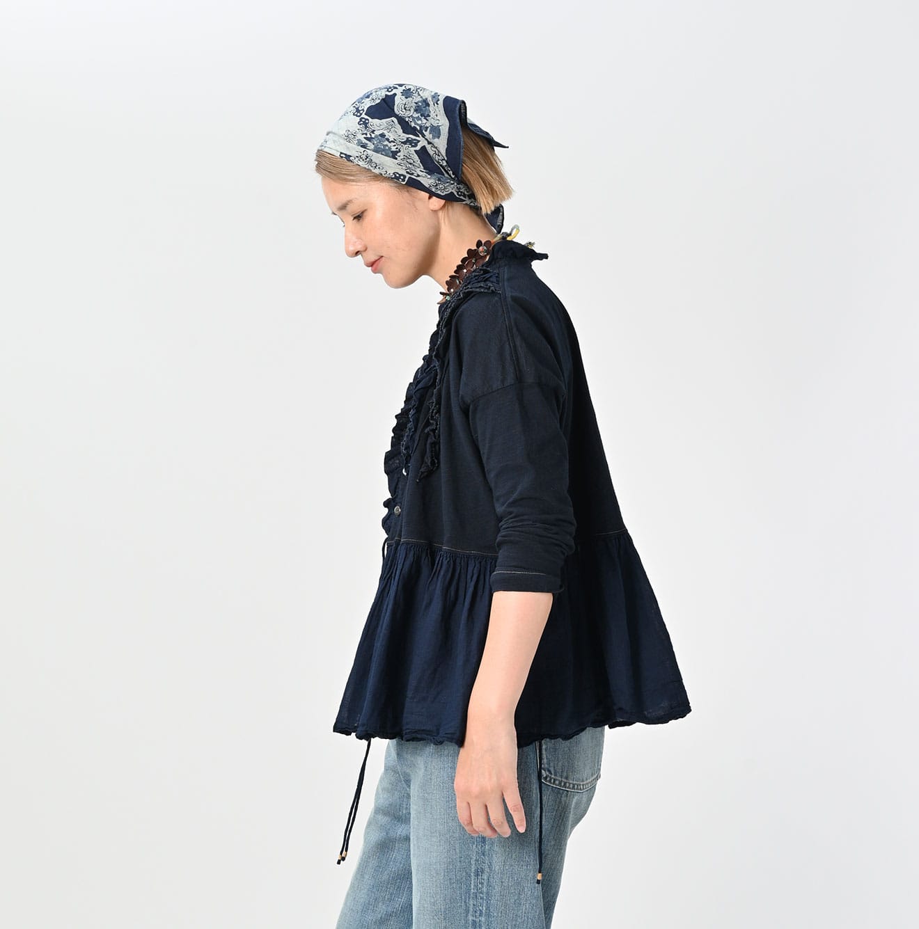 45R Indigo Tenjiku Gathered Cachecoeur