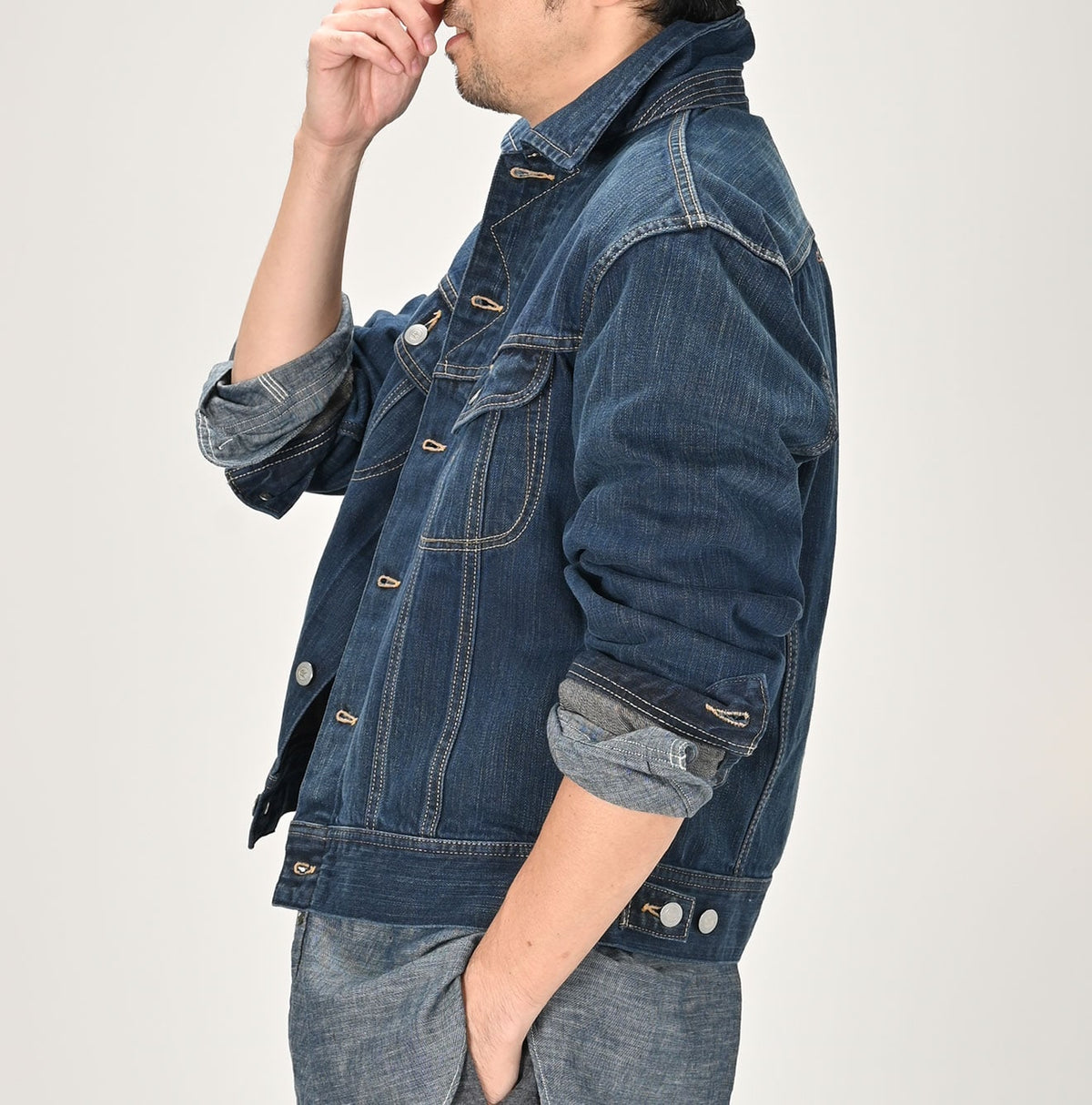 45R Sumi Ai Indigo Light Oz 908 Hikohime Jacket Distressed