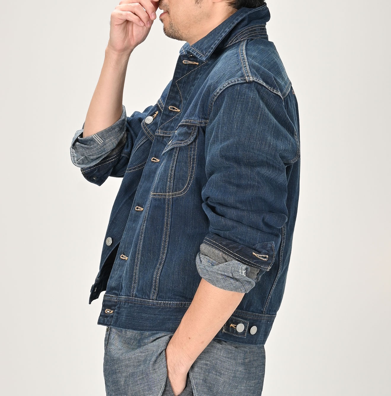 45R Sumi Ai Indigo Light Oz 908 Hikohime Jacket Distressed
