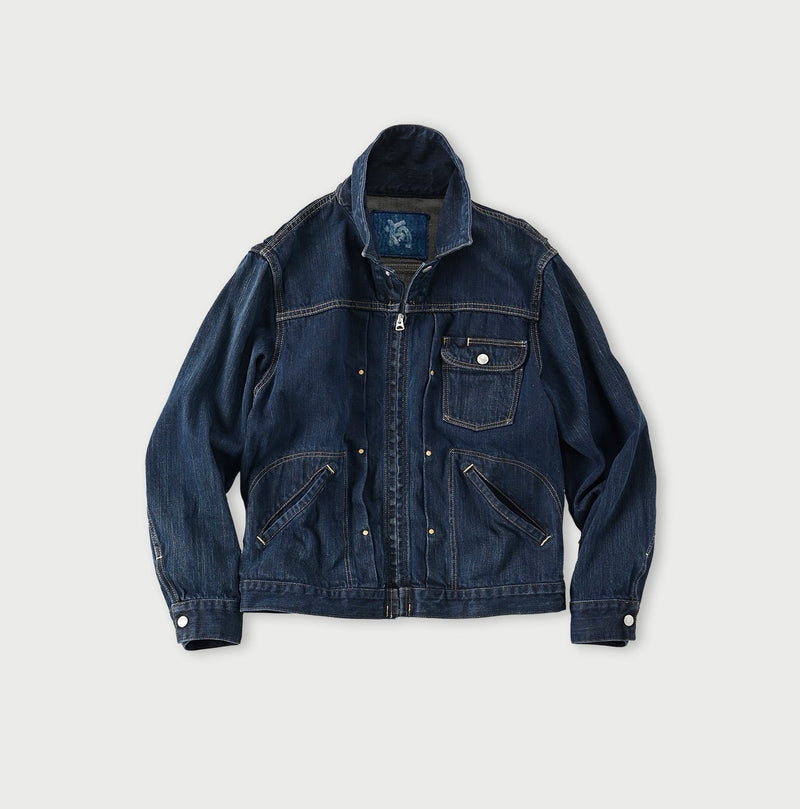 45R Sumi Ai Indigo Light Oz Crosby Jacket Distressed